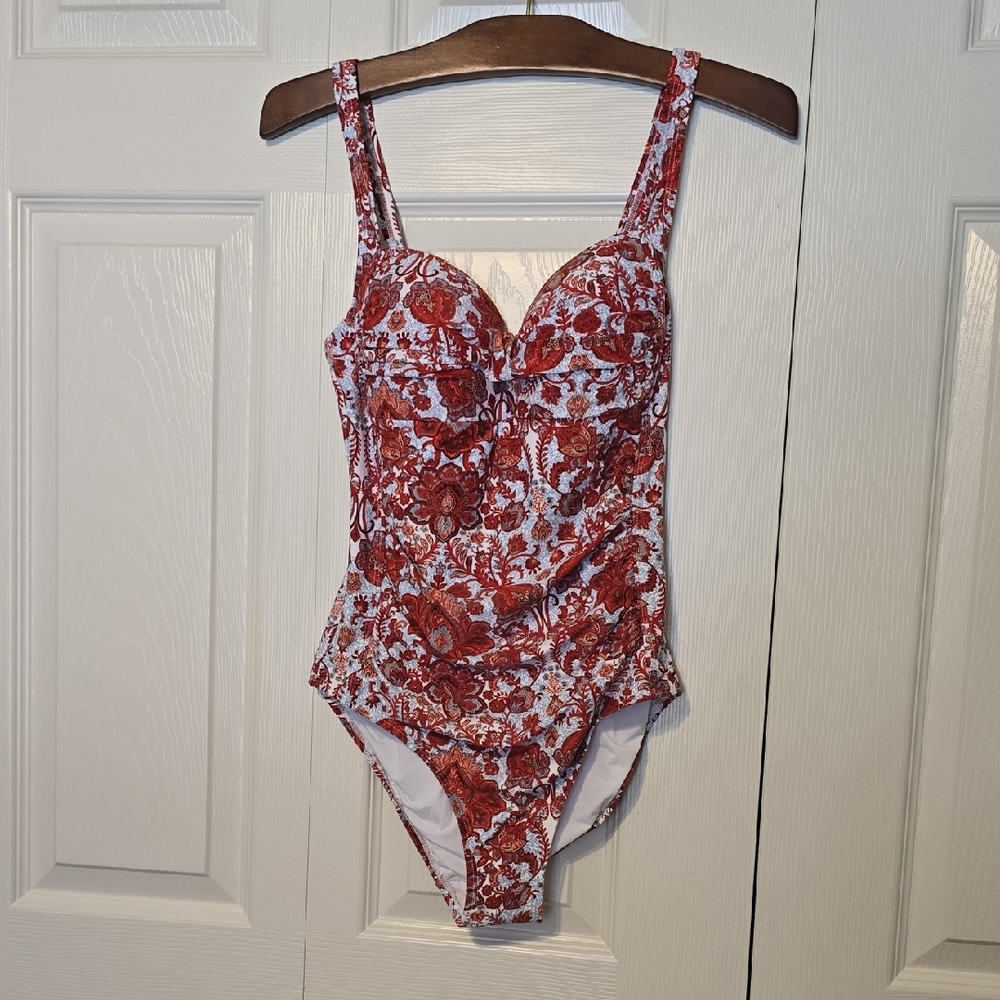 Floral Red One Piece Swimsuit